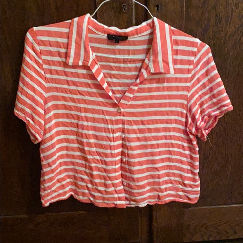 Cropped button down blouse